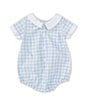 Color:Blue - Image 2 - Baby Boys Newborn-12 Months Collared Gingham Romper
