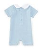 Color:Blue - Image 2 - Baby Boys Newborn-24 Months Peter Pan Collar Short Sleeve Stripe Romper