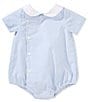 Edgehill Collection Baby Boys Newborn-24 Months Peter Pan Collar Stripe Bubble Romper, Color:Blue - Image 1