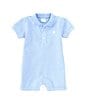 Color:Blue - Image 1 - Baby Boys Newborn-24 Months Polo Short Sleeve Shortall