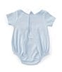 Edgehill Collection Baby Boys Newborn-9 Months Collared Neckline Short Sleeve Solid Smocked Bubble, Color:Blue - Image 2