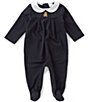 Edgehill Collection Baby Boys Peter Pan Collar Bear Footed Coverall - Image 1