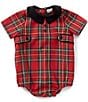 Edgehill Collection Baby Boys Peter Pan Collar Plaid Bubble - Image 1
