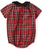 Edgehill Collection Baby Boys Peter Pan Collar Plaid Bubble - Image 2