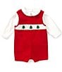 Edgehill Collection Baby Boys Smocked Christmas Tree Jon Jon Romper - Image 1