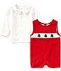 Edgehill Collection Baby Boys Smocked Christmas Tree Jon Jon Romper - Image 2
