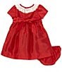 Color:Red - Image 3 - Baby Girl 3-24 Months Ruffle Neck Short Sleeve Taffeta Dress