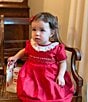 Color:Red - Image 4 - Baby Girl 3-24 Months Ruffle Neck Short Sleeve Taffeta Dress
