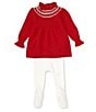 Color:Red - Image 1 - Baby Girl Newborn-12 Month Smocked Fairisle Mock Neck Long Sleeve Holiday Dress Set