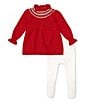 Color:Red - Image 2 - Baby Girl Newborn-12 Month Smocked Fairisle Mock Neck Long Sleeve Holiday Dress Set