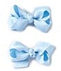 Edgehill Collection Baby Girls 2-Pack Mini Grosgrain Hair Bows, Color:Mid Blue - Image 1