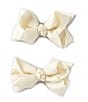 Edgehill Collection Baby Girls 2-Pack Mini Grosgrain Hair Bows, Color:Antique White - Image 1