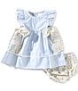 Edgehill Collection Baby Girls 3-12 Month Floral Side-Tie Sleeveless Stripe Dress, Color:Blue - Image 1