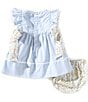 Edgehill Collection Baby Girls 3-12 Month Floral Side-Tie Sleeveless Stripe Dress, Color:Blue - Image 2