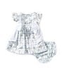 Edgehill Collection Baby Girls 3-12 Month Side-Tie Sleeveless Gingham Floral Dress, Color:Blue - Image 2
