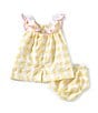 Edgehill Collection Baby Girls 3-24 Months Embroidered Oranges Gingham Dress, Color:Yellow - Image 2