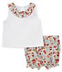 Color:Multi - Image 1 - Baby Girls 3-24 Months Floral Peter Pan Collar Knit Top & Matching Bloomers Set