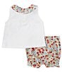 Color:Multi - Image 2 - Baby Girls 3-24 Months Floral Peter Pan Collar Knit Top & Matching Bloomers Set