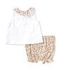 Color:Red - Image 2 - Baby Girls 3-24 Months Floral Peter Pan Collar Knit Top & Matching Bloomers Set