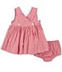 Color:Red - Image 2 - Baby Girls 3-24 Months Gingham Wrap Back Dress