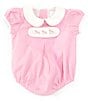 Color:Pink - Image 1 - Baby Girls 3-24 Months Peter Pan Cap Sleeve Tab Bubble Romper