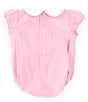 Color:Pink - Image 2 - Baby Girls 3-24 Months Peter Pan Cap Sleeve Tab Bubble Romper