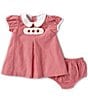 Edgehill Collection Baby Girls 3-24 Months Peter Pan Cap Sleeve Tab Dress, Color:Red - Image 1