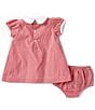Edgehill Collection Baby Girls 3-24 Months Peter Pan Cap Sleeve Tab Dress, Color:Red - Image 2