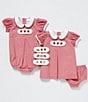 Edgehill Collection Baby Girls 3-24 Months Peter Pan Cap Sleeve Tab Dress, Color:Red - Image 3