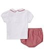Color:Red - Image 2 - Baby Girls 3-24 Months Peter Pan Collar Short Sleeve Top & Shorts Set