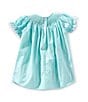 Edgehill Collection Baby Girls Round Neck Smocked Bunny Bishop Dress, Color:Teal - Image 2
