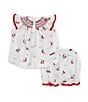 Color:Red - Image 2 - Baby Girls 3-24 Months Family Matching American Smocked Neck Flutter Sleeve Sailboat Print Dress