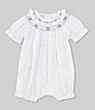 Color:White - Image 1 - Baby Girls 3-24 Months Round Smocked Swiss Dot Romper