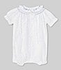 Color:White - Image 2 - Baby Girls 3-24 Months Round Smocked Swiss Dot Romper