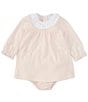 Color:Pink - Image 1 - Baby Girls 3-24 Months Ruffle Round Neck Long Sleeve Solid Knit Dress