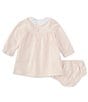 Color:Pink - Image 2 - Baby Girls 3-24 Months Ruffle Round Neck Long Sleeve Solid Knit Dress