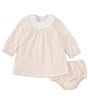 Color:Pink - Image 3 - Baby Girls 3-24 Months Ruffle Round Neck Long Sleeve Solid Knit Dress