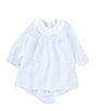 Color:Blue - Image 1 - Baby Girls 3-24 Months Ruffle Round Neck Long Sleeve Solid Knit Dress
