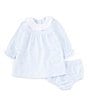 Color:Blue - Image 2 - Baby Girls 3-24 Months Ruffle Round Neck Long Sleeve Solid Knit Dress