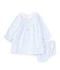 Color:Blue - Image 3 - Baby Girls 3-24 Months Ruffle Round Neck Long Sleeve Solid Knit Dress