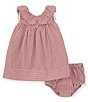 Color:Red - Image 1 - Baby Girls 3-24 Months Family Matching Scallop Collar Stripe Dress