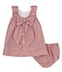 Color:Red - Image 2 - Baby Girls 3-24 Months Scallop Collar Stripe Dress