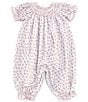 Edgehill Collection Baby Girls 3-24 Months Smocked Neckline Floral Print Short Sleeve Romper, Color:Pink - Image 1