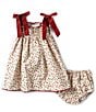 Color:Red/Ivory - Image 1 - Baby Girls 3-24 Months Family Matching Cherry Print Tie Shoulder Smocked Print Dress