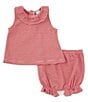Color:Red - Image 1 - Baby Girls 3-24 Months Stripe Peter Pan Collar Knit Top & Bloomers Set