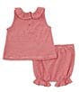 Color:Red - Image 2 - Baby Girls 3-24 Months Stripe Peter Pan Collar Knit Top & Bloomers Set