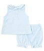 Color:Blue - Image 2 - Baby Girls 3-24 Months Stripe Peter Pan Collar Knit Top & Bloomers Set