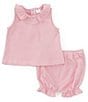 Color:Pink - Image 1 - Baby Girls 3-24 Months Stripe Peter Pan Collar Knit Top & Bloomers Set