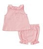 Color:Pink - Image 2 - Baby Girls 3-24 Months Stripe Peter Pan Collar Knit Top & Bloomers Set