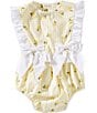 Edgehill Collection Baby Girls Flutter Sleeve Gingham Lemon Bow Romper - Image 1